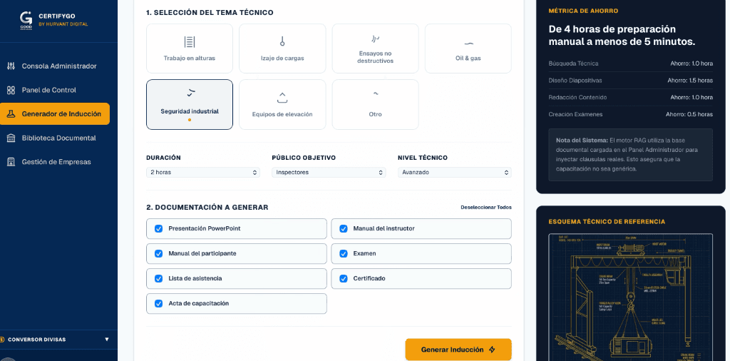 Captura de pantalla de la interfaz de CertifyGo